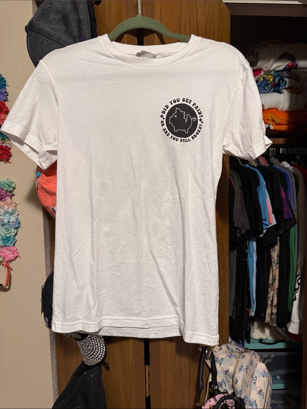 Next Level Apparel White Tee with Small Black Circular Graphic